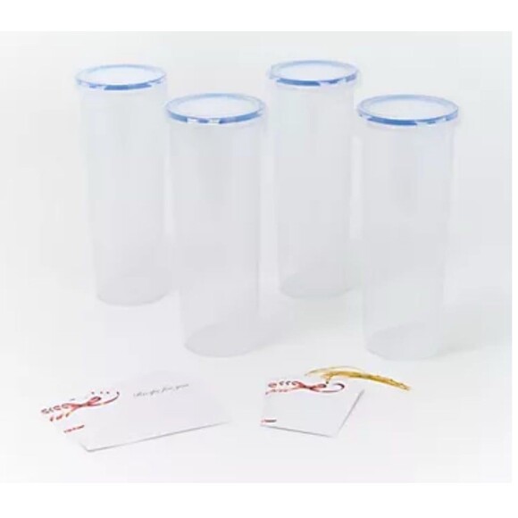 Lock & Lock Set of 4 Tall Round Canisters w/ Gift Tags & Recipe Cards - Picture 1 of 1
